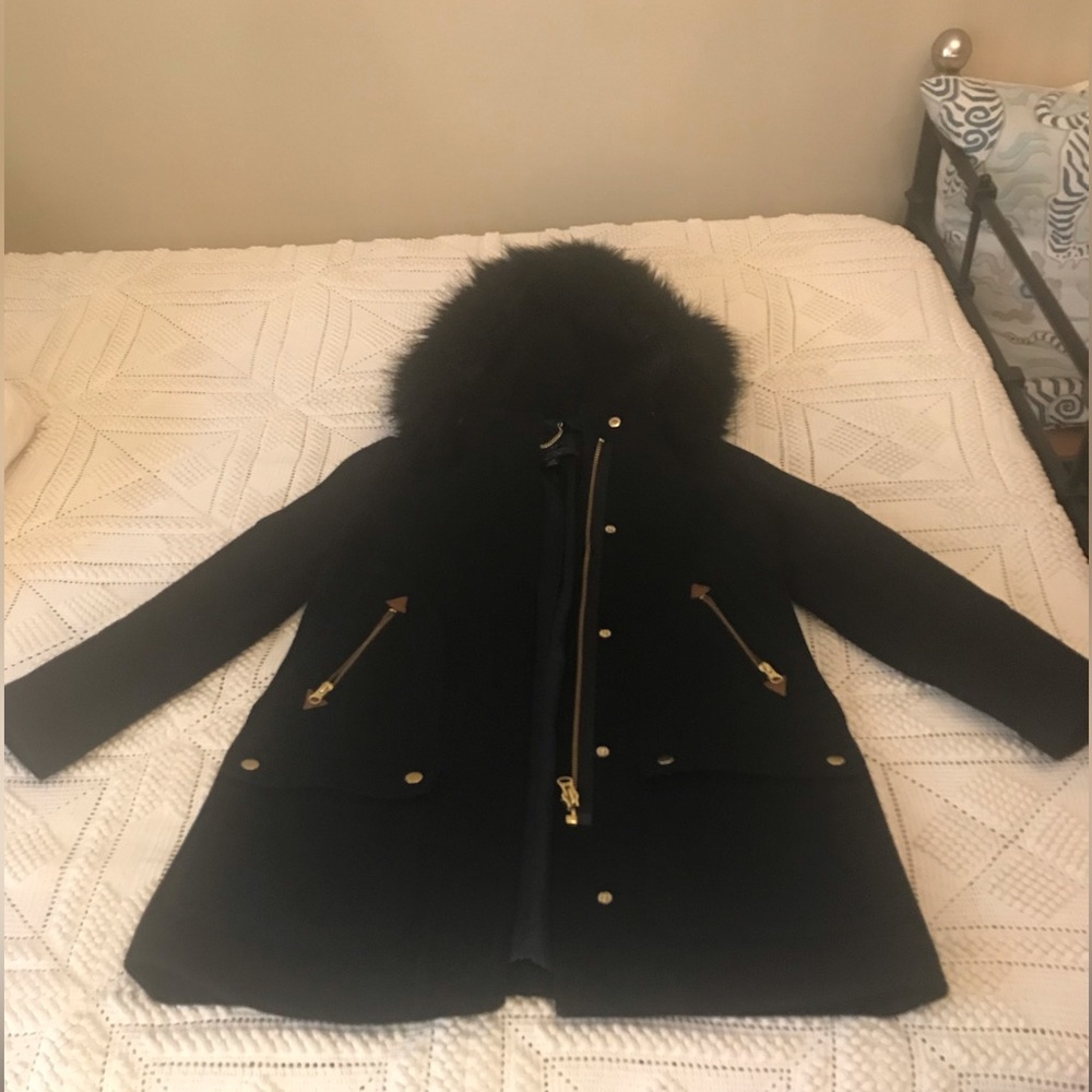 J Crew Black Italian Stadium Wool Coat 00Petite